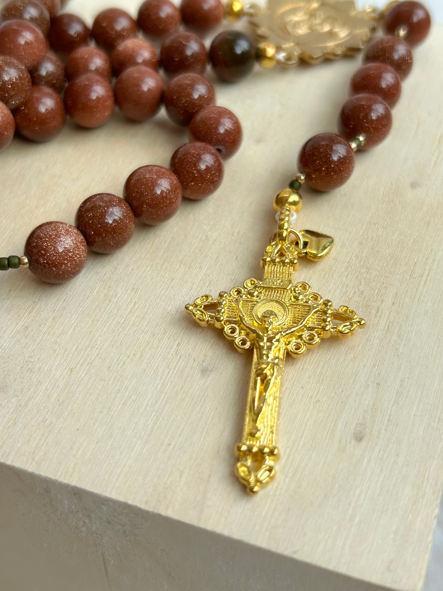 Desert Sandstone Glass Bead Rosary