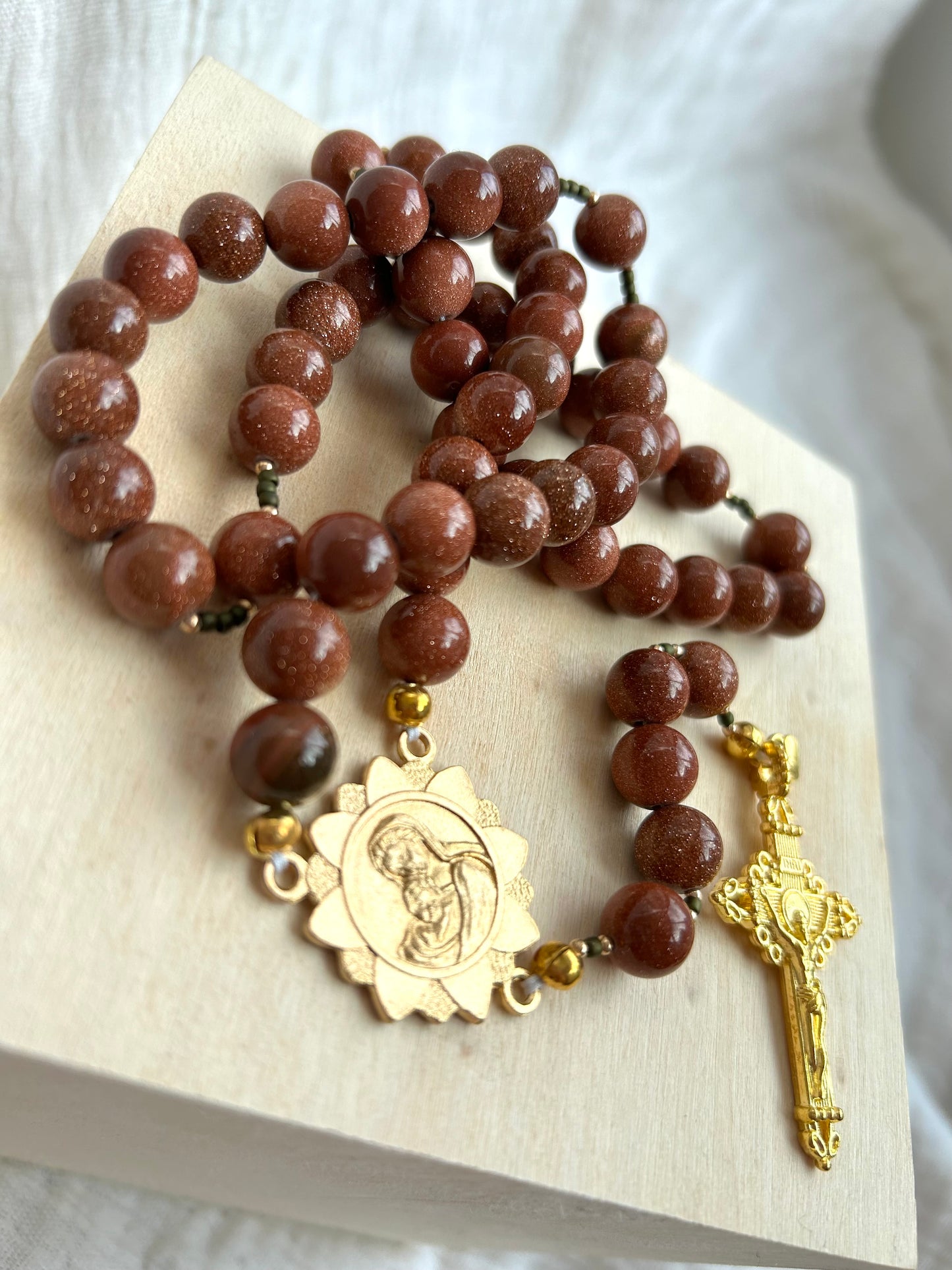 Desert Sandstone Glass Bead Rosary