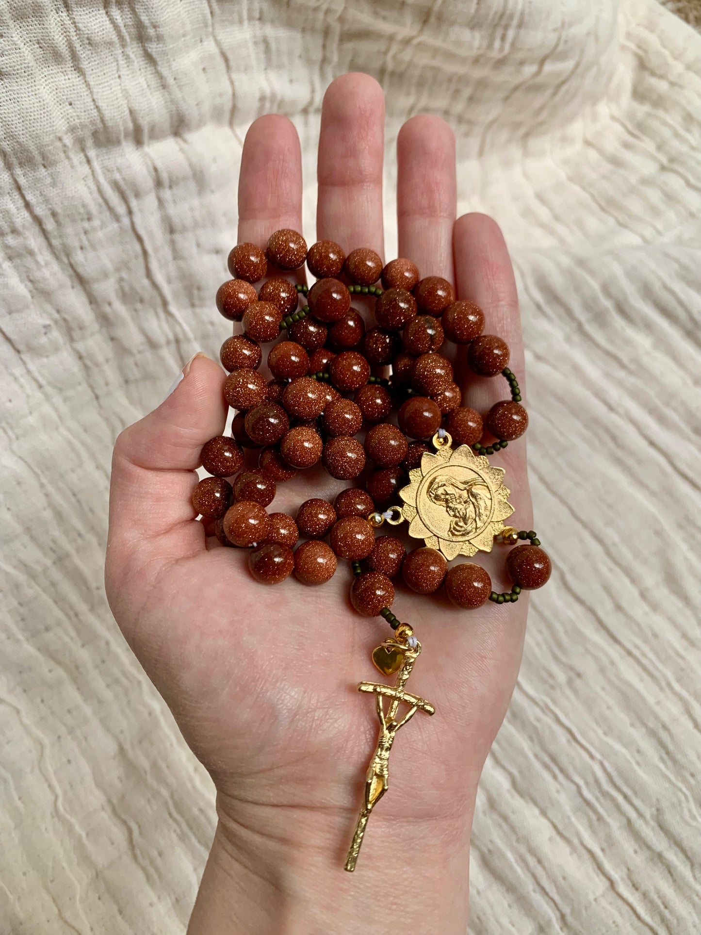 Desert Sandstone Glass Bead Rosary