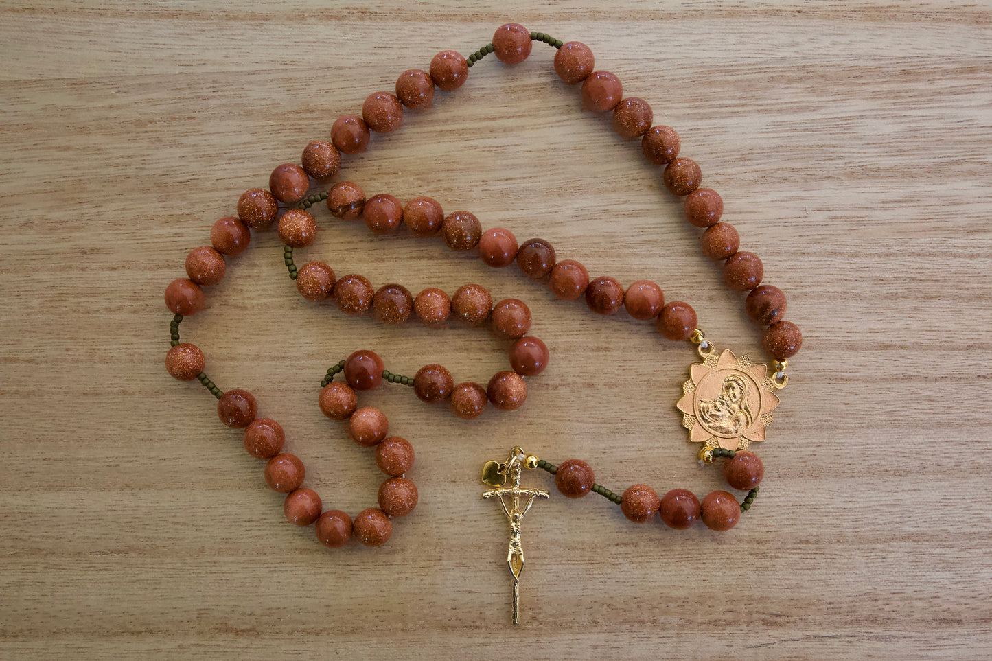 Desert Sandstone Glass Bead Rosary
