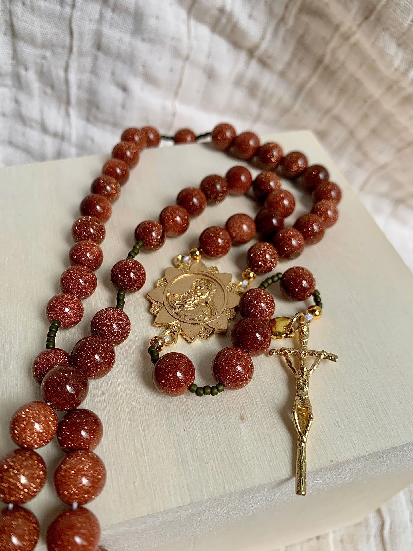 Desert Sandstone Glass Bead Rosary