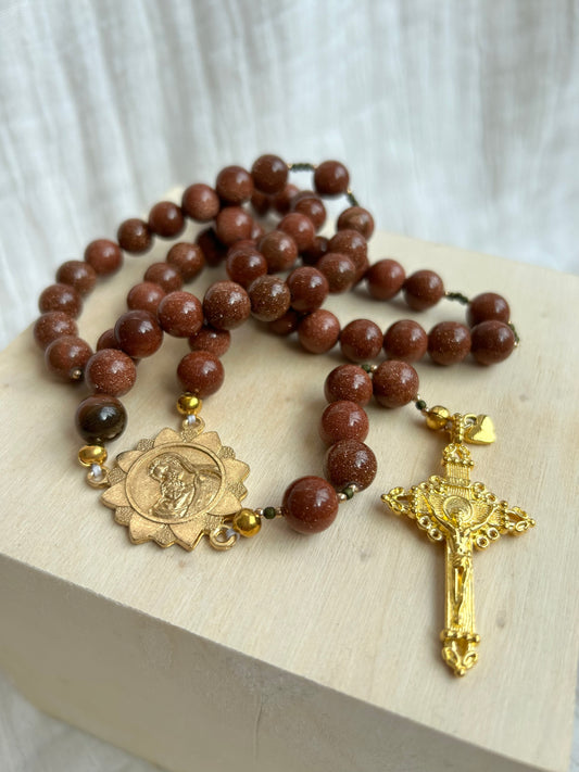 Desert Sandstone Glass Bead Rosary